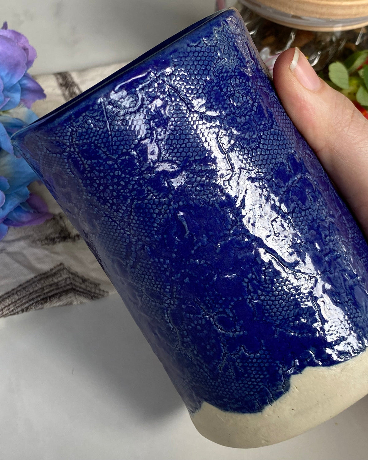 Sapphire Ripple | One of a Kind Stoneware Vessel