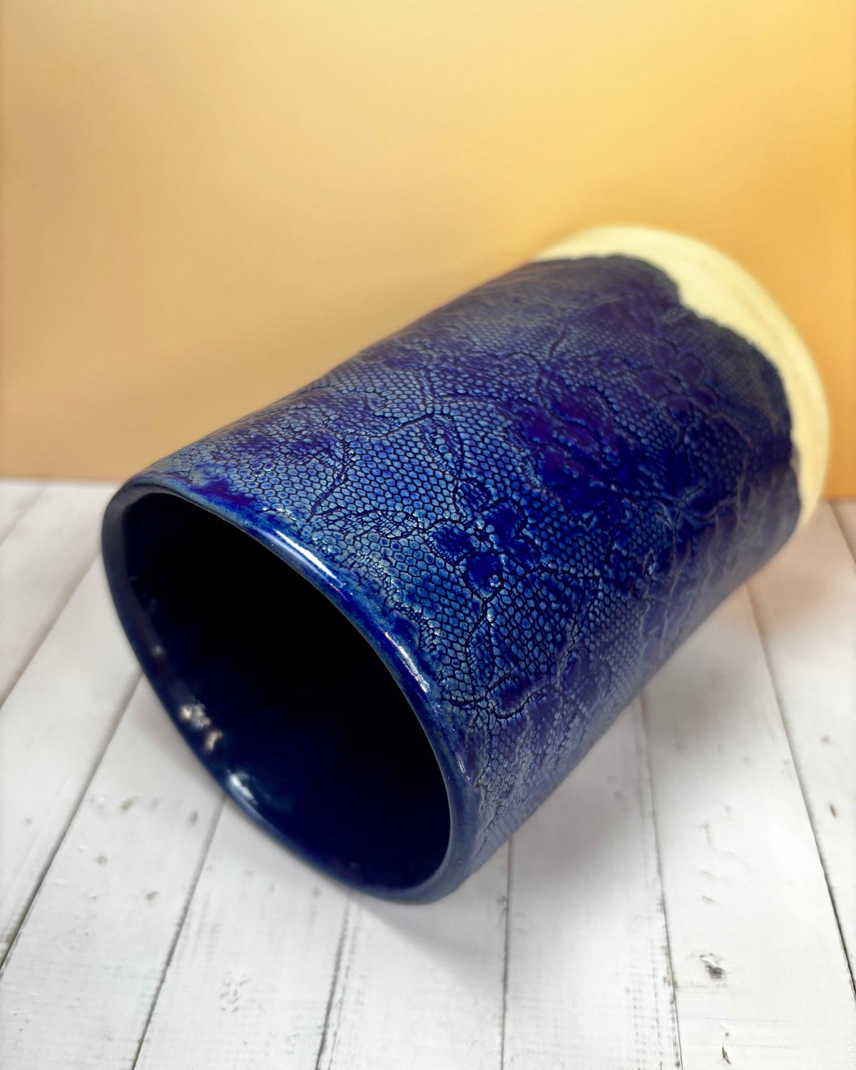 Sapphire Ripple | One of a Kind Stoneware Vessel