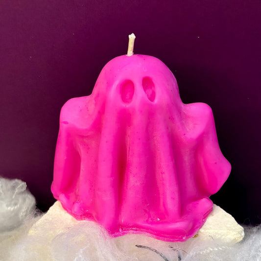 Spooky Ghost Candle | Neon Pink Cotton Candy