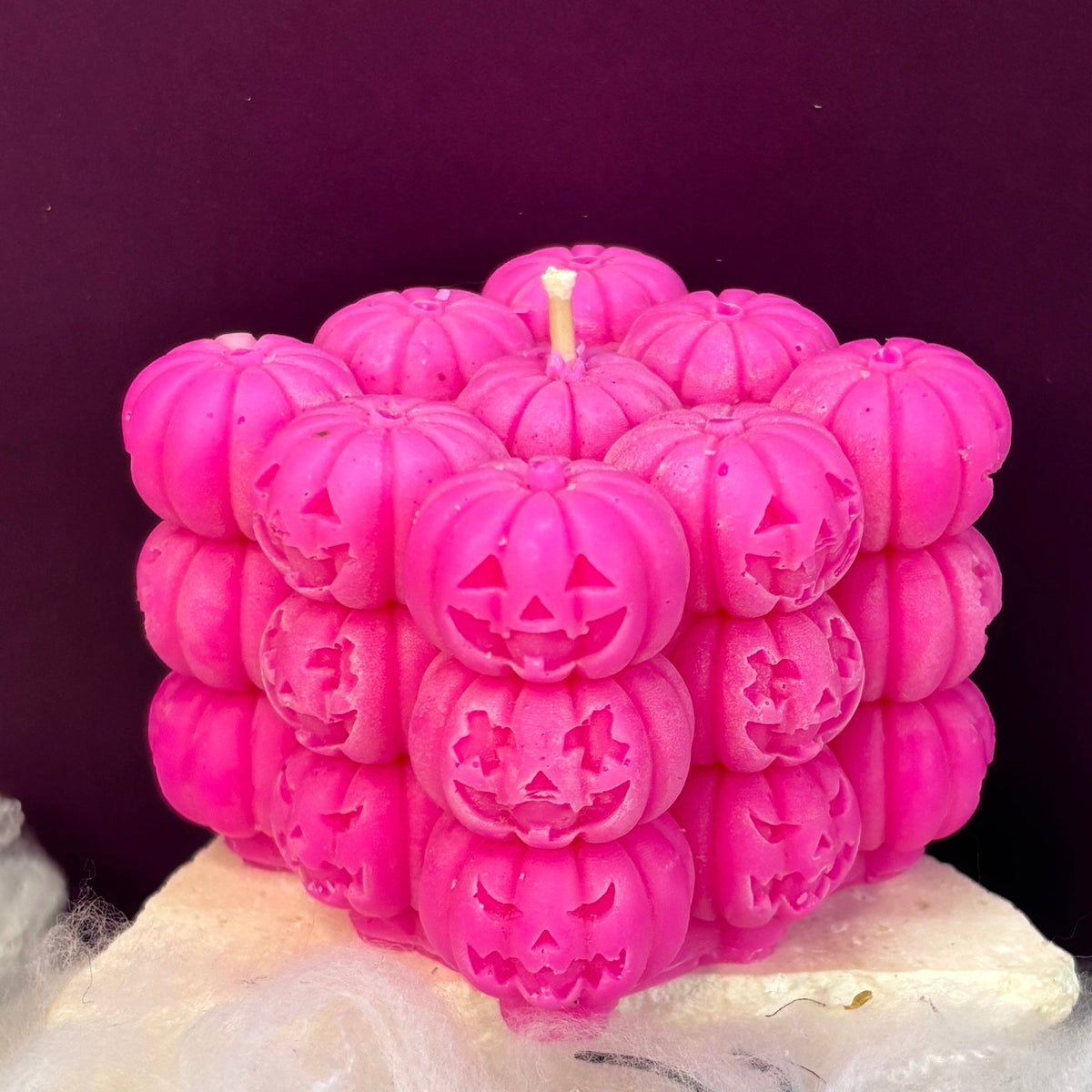 Spooky Jack’O Bubble Candle | Neon Pink Cotton Candy