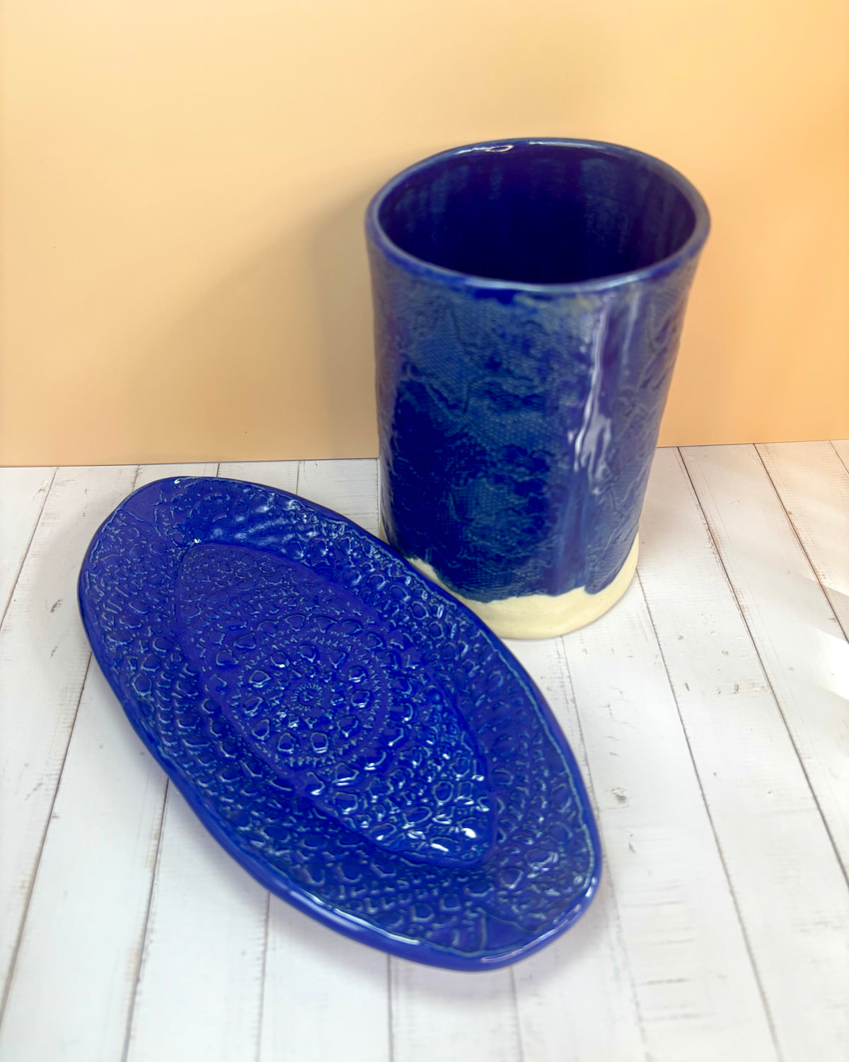 Sapphire Ripple | One of a Kind Stoneware Vessel